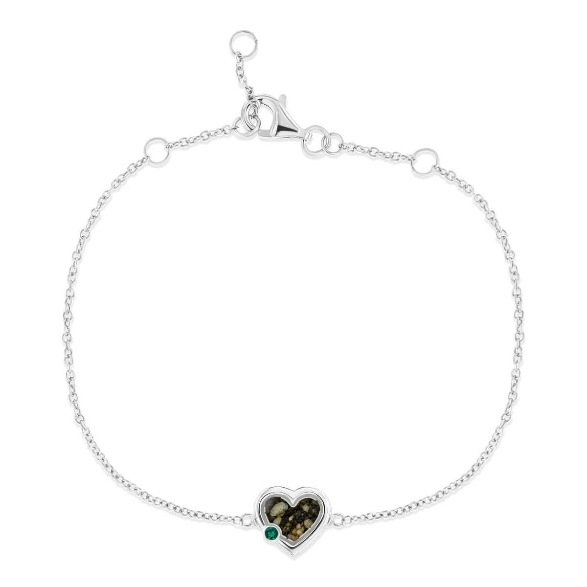 Esmée as-armband in massief wit goud met antraciet askleur en smaragd