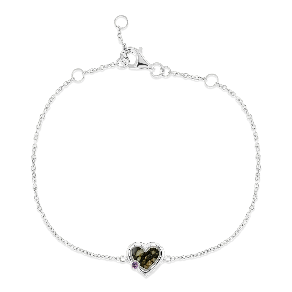 Esmée as-armband in massief wit goud met antraciet askleur en amethist