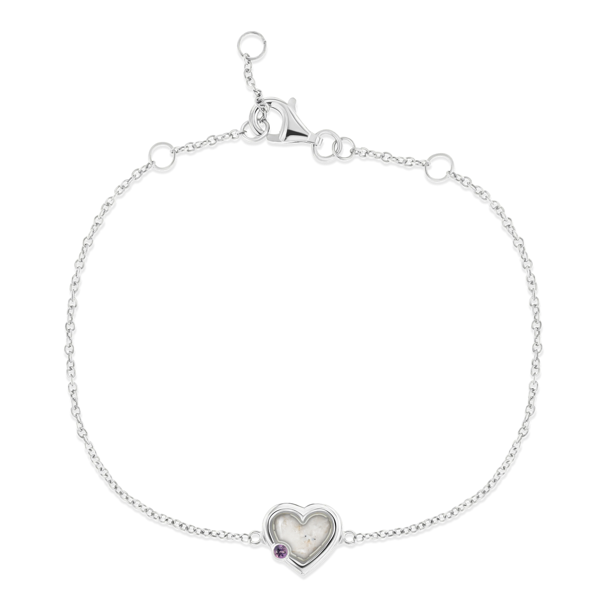 Esmée as-armband in massief wit goud met parelmoer askleur en amethist
