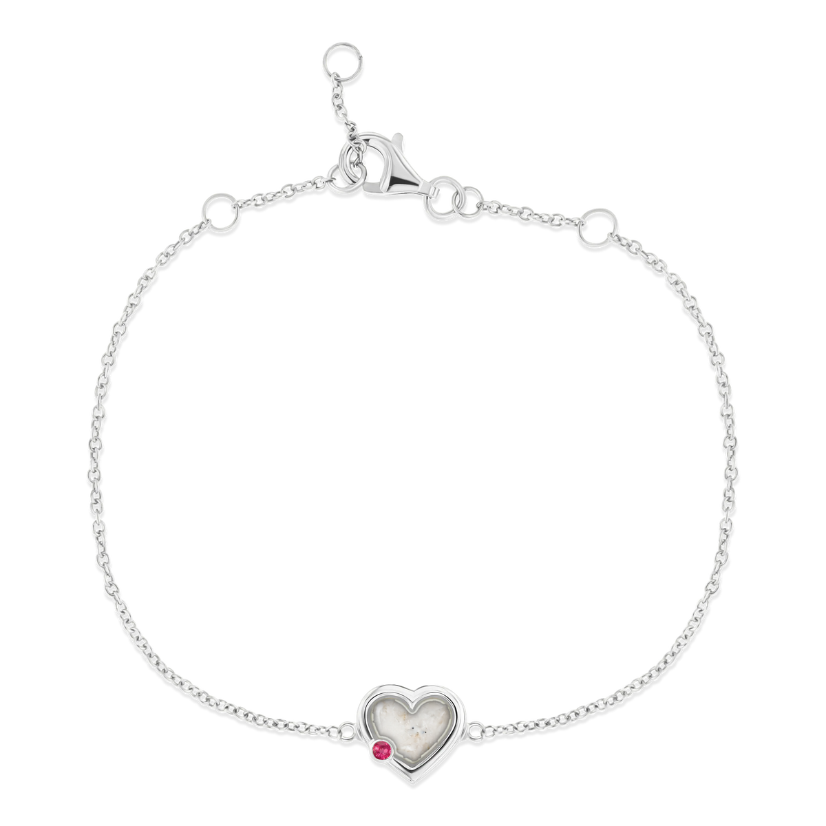 Esmée as-armband in massief wit goud met parelmoer askleur en robijn