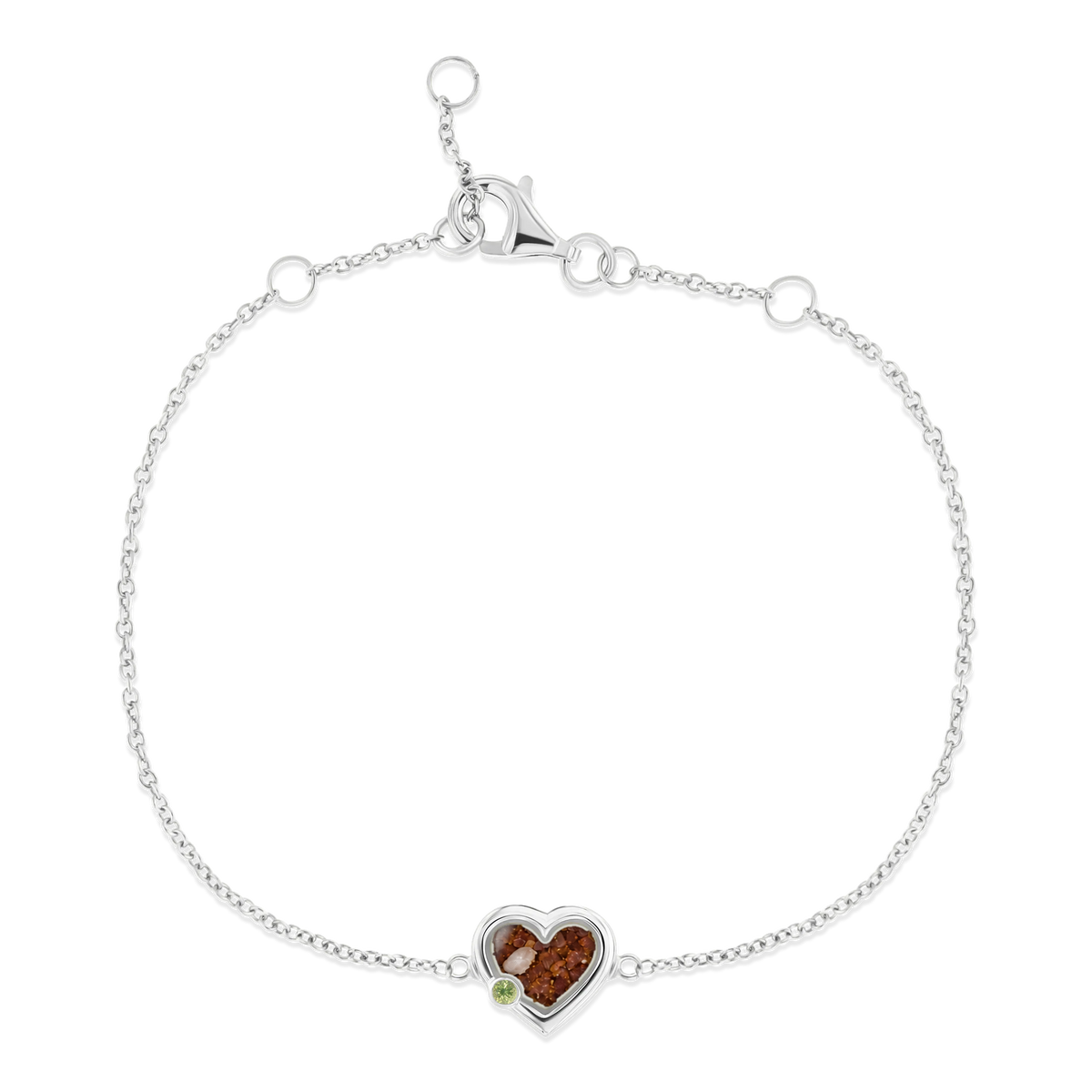 Esmée as-armband in massief wit goud met koperbruin askleur en peridot