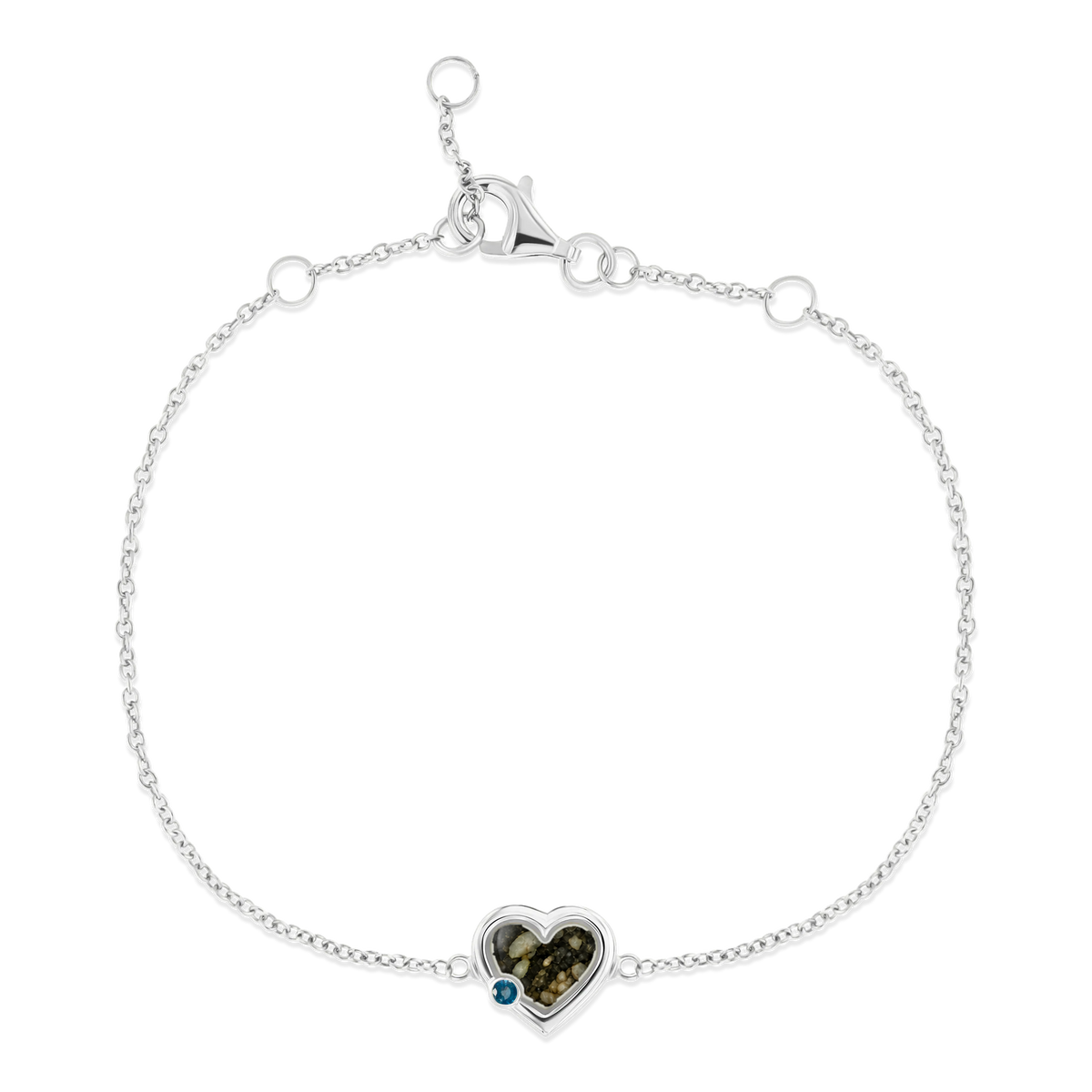 Esmée as-armband in massief wit goud met antraciet askleur en saffier