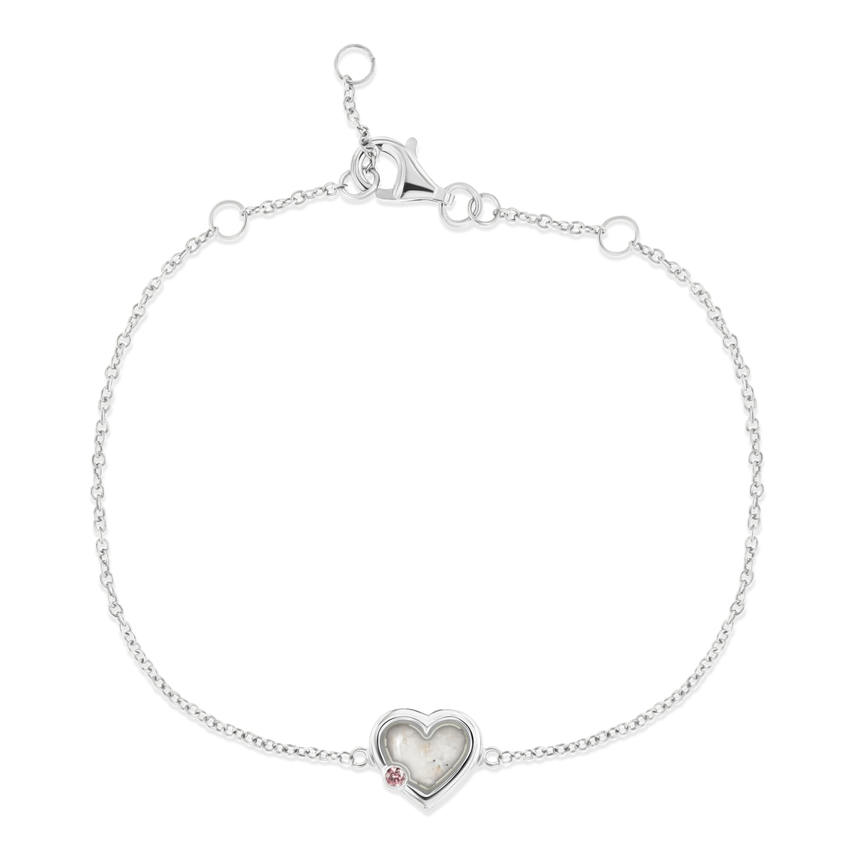 Esmée as-armband in massief wit goud met parelmoer askleur en morganiet