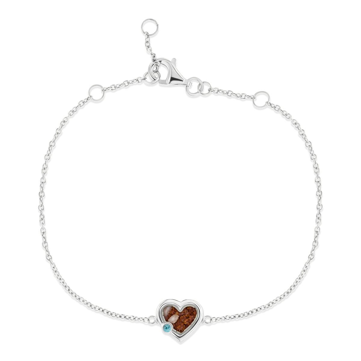 Esmée as-armband in massief wit goud met koperbruin askleur en blauwe topaas