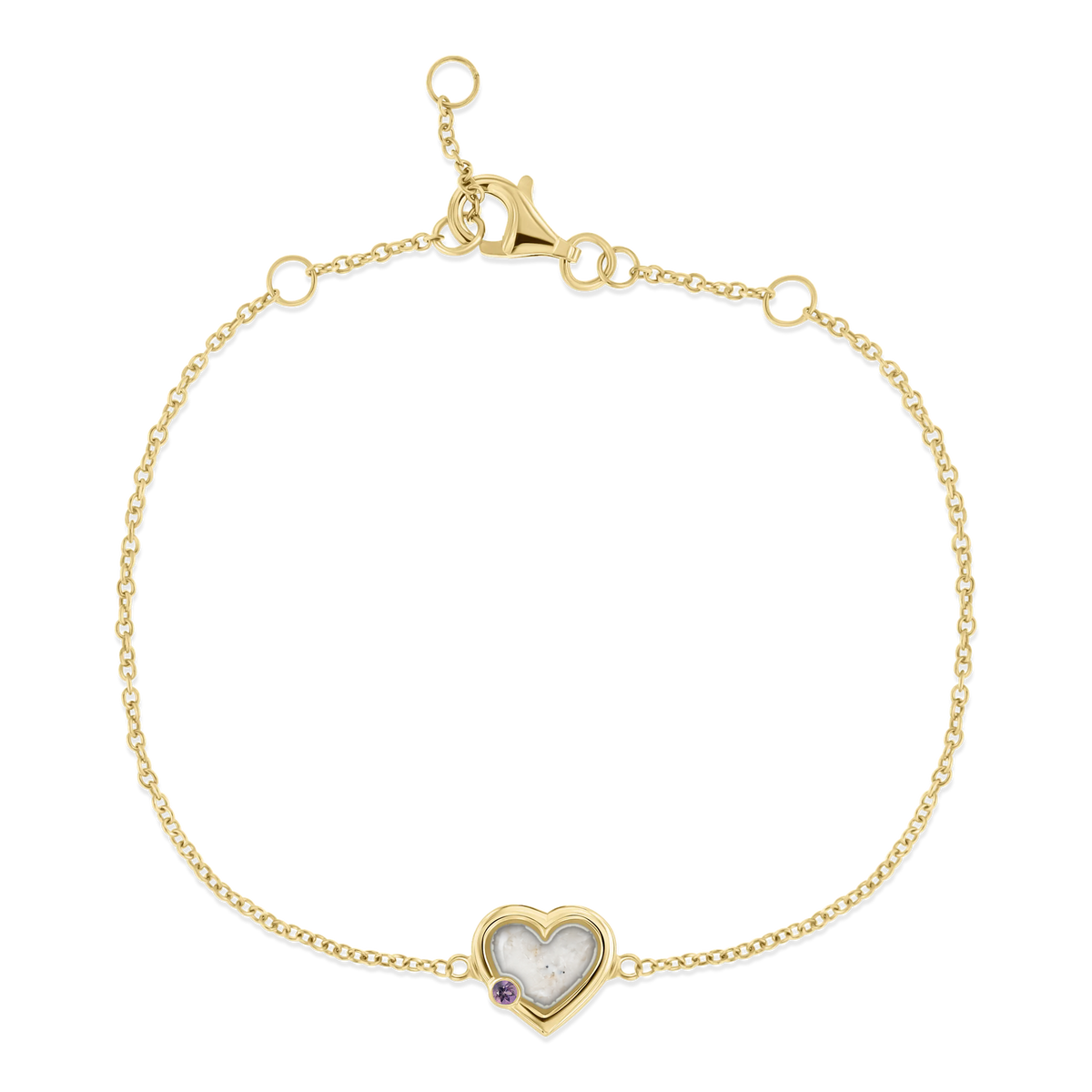 Esmée as-armband in massief geel goud met parelmoer askleur en amethist