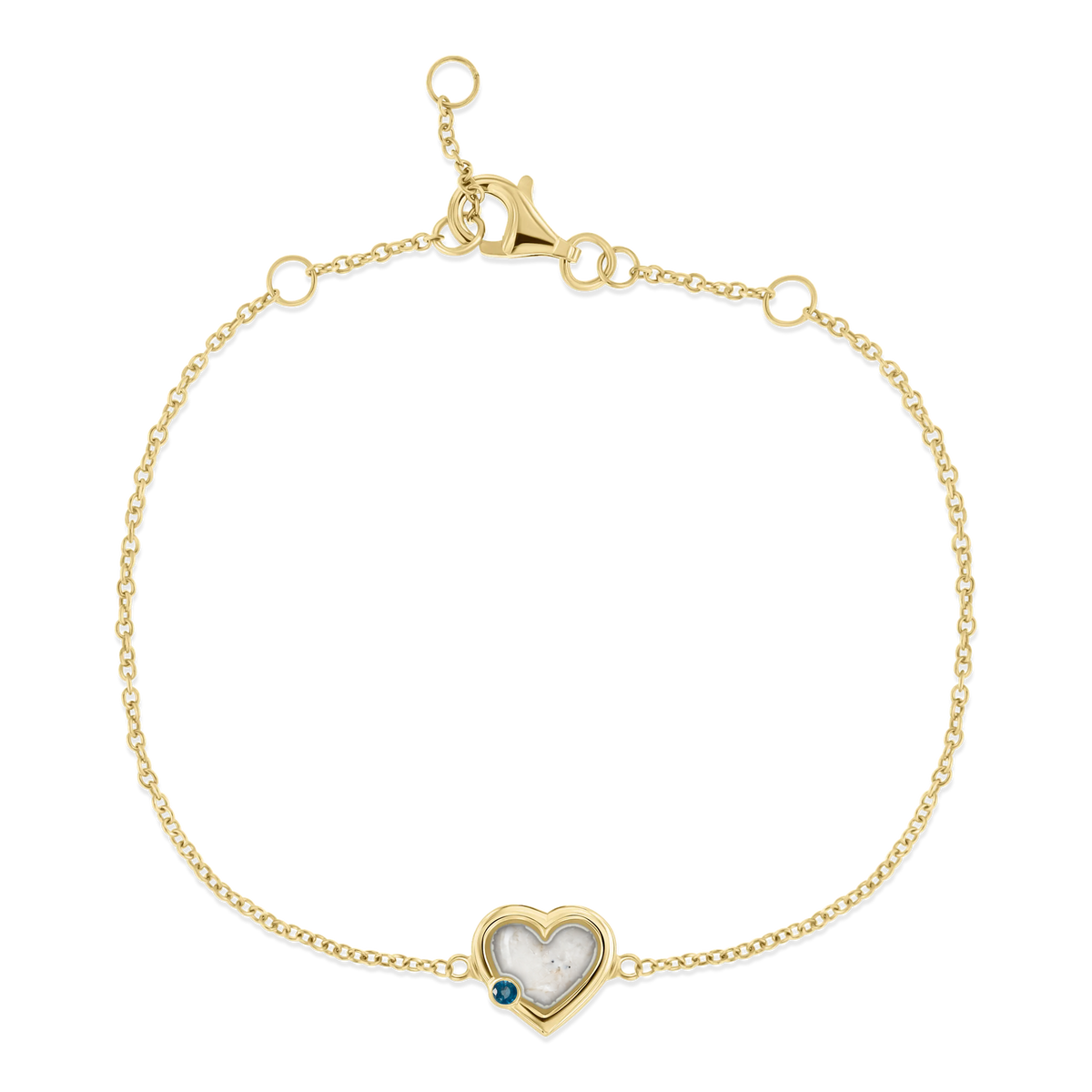 Esmée as-armband in massief geel goud met parelmoer askleur en saffier