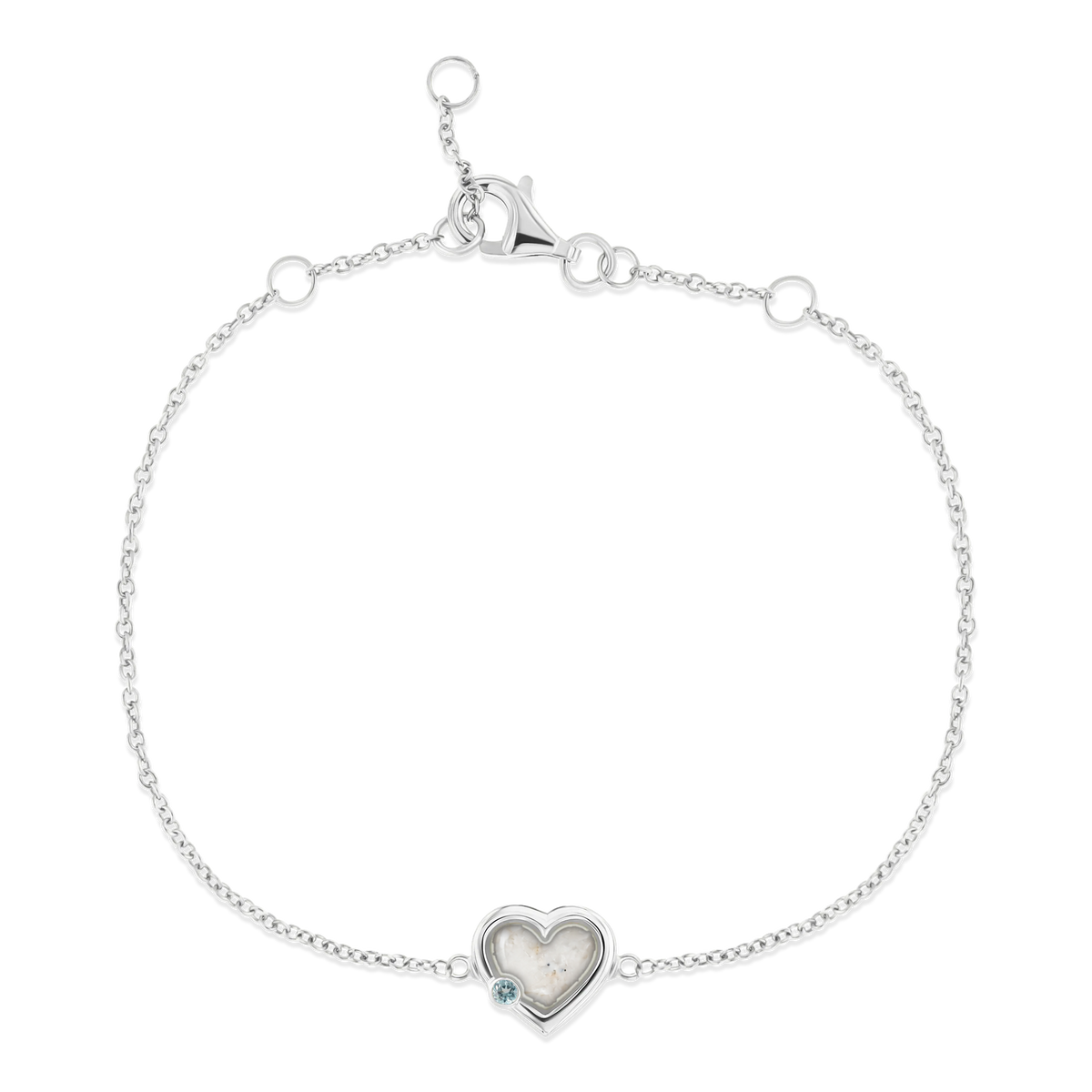 Esmée as-armband in 925 zilver met parelmoer askleur en aquamarijn