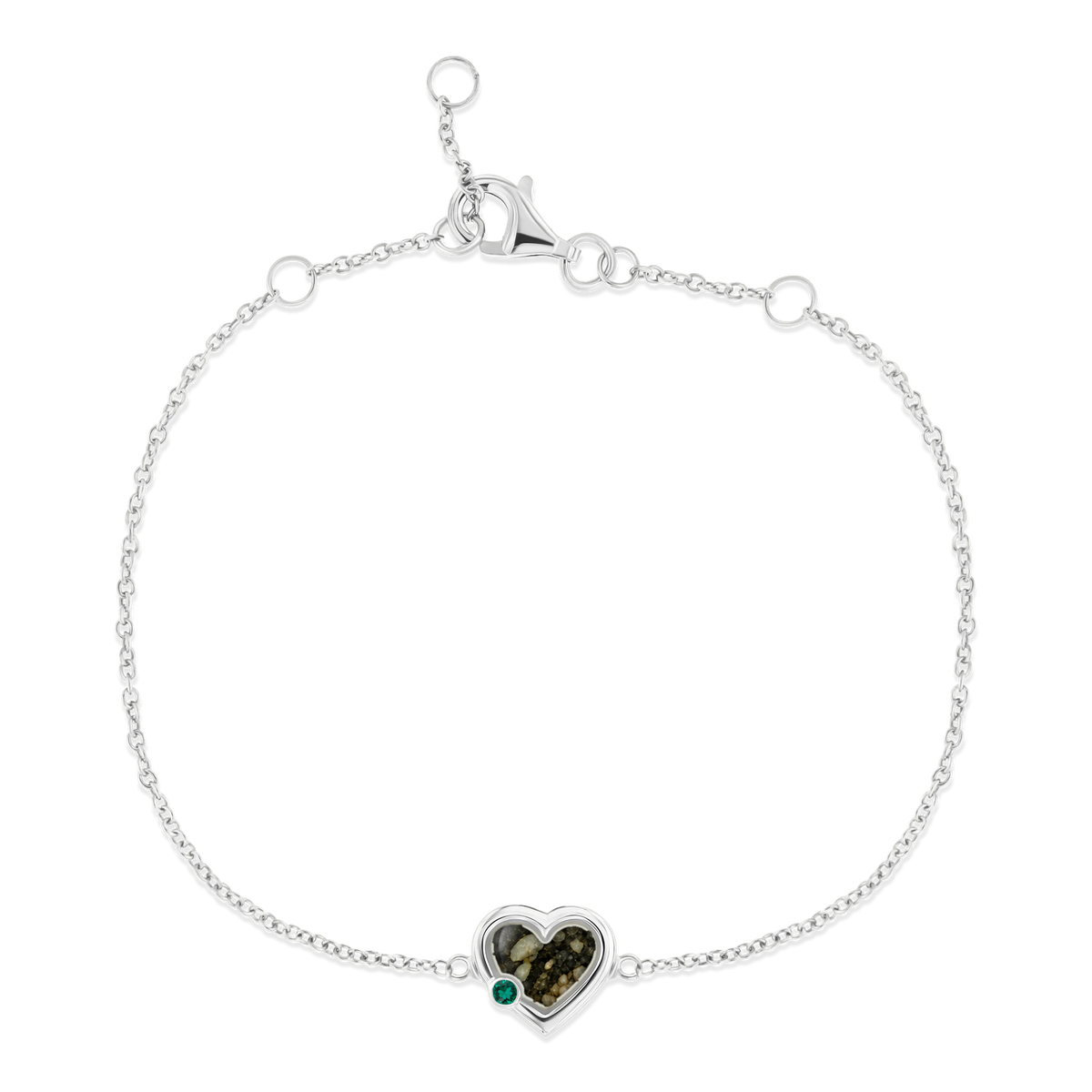 Esmée as-armband in 925 zilver met antraciet askleur en smaragd