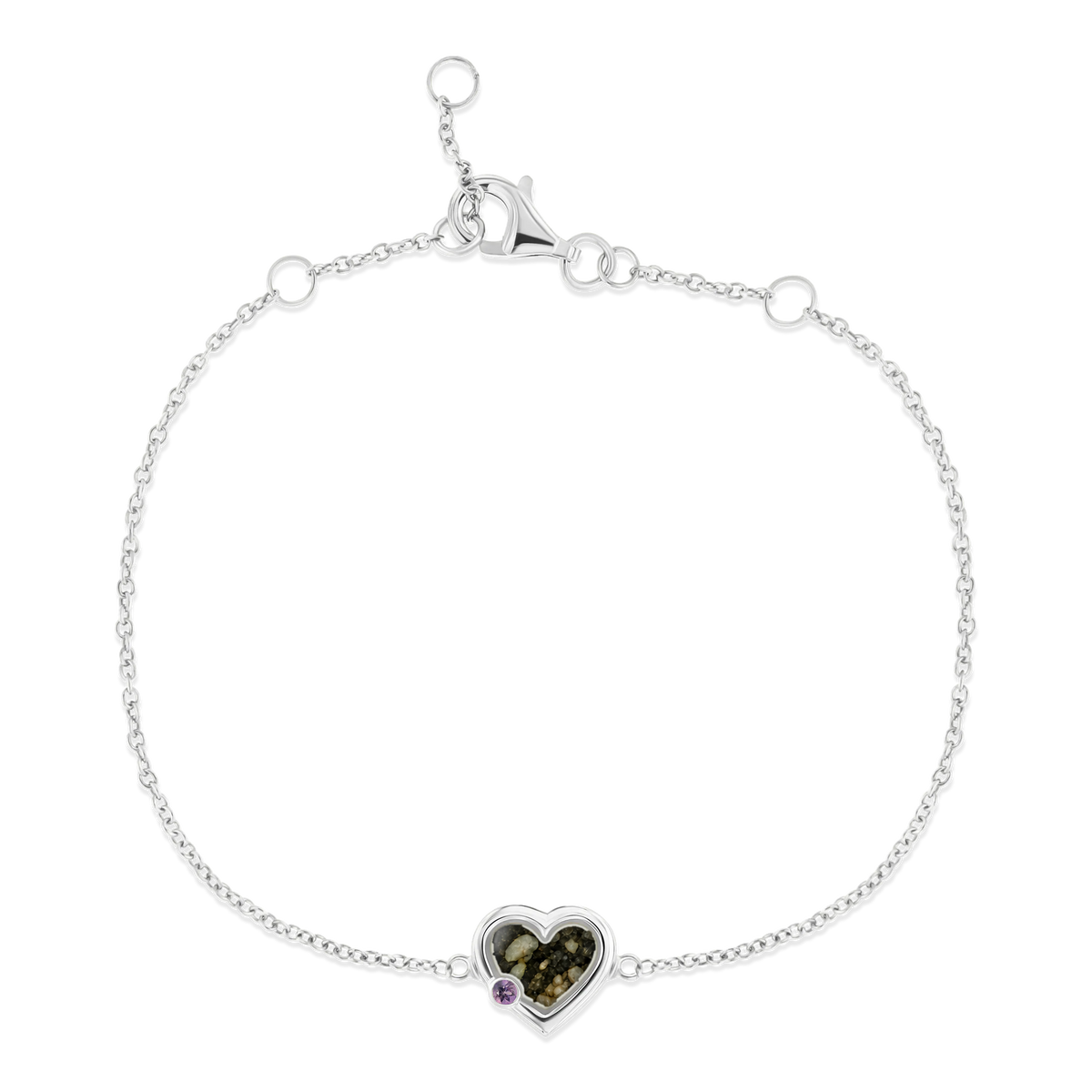 Esmée as-armband in 925 zilver met antraciet askleur en amethist