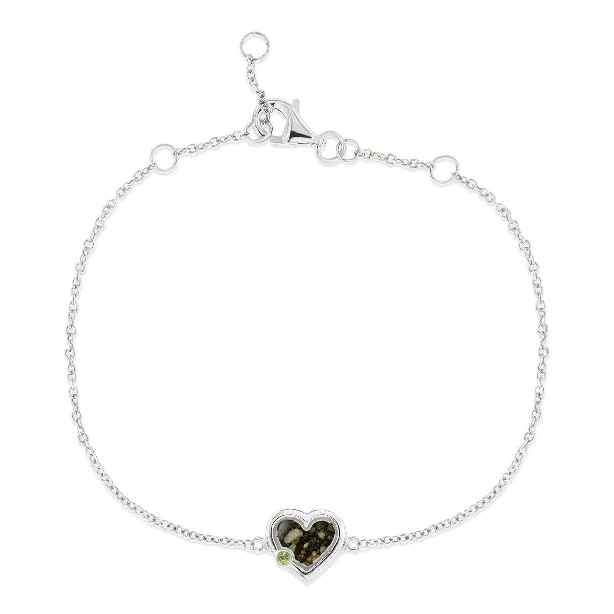 Esmée as-armband in 925 zilver met antraciet askleur en peridot