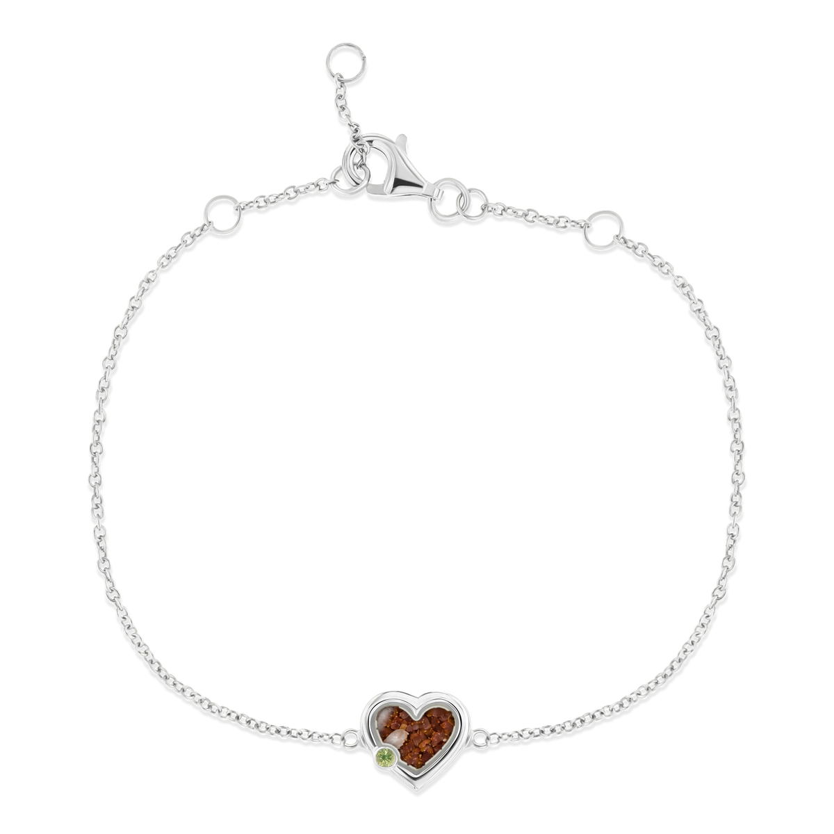 Esmée as-armband in 925 zilver met koperbruin askleur en peridot