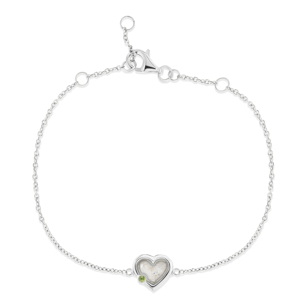 Esmée as-armband in 925 zilver met parelmoer askleur en peridot
