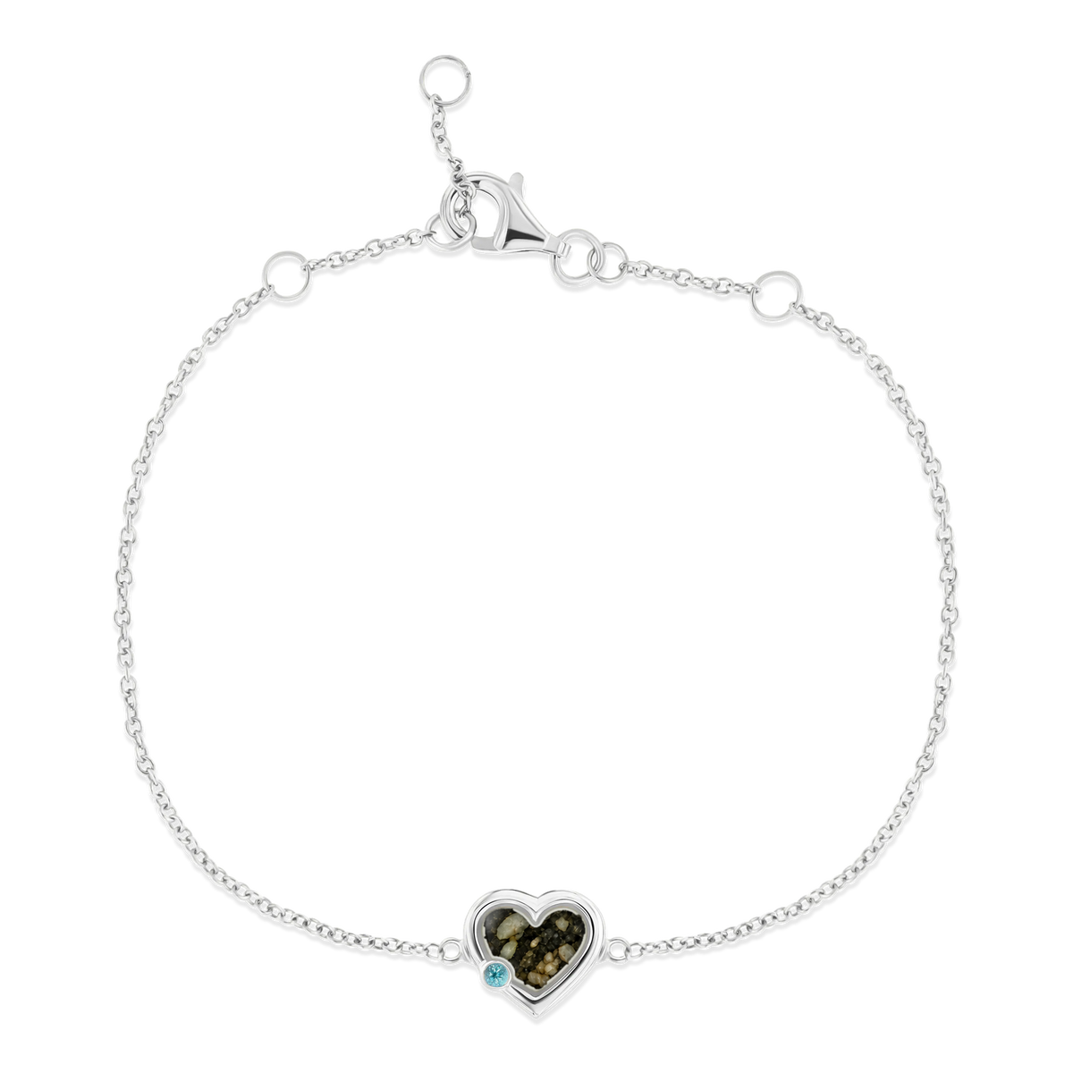 Esmée as-armband in 925 zilver met antraciet askleur en blauwe topaas