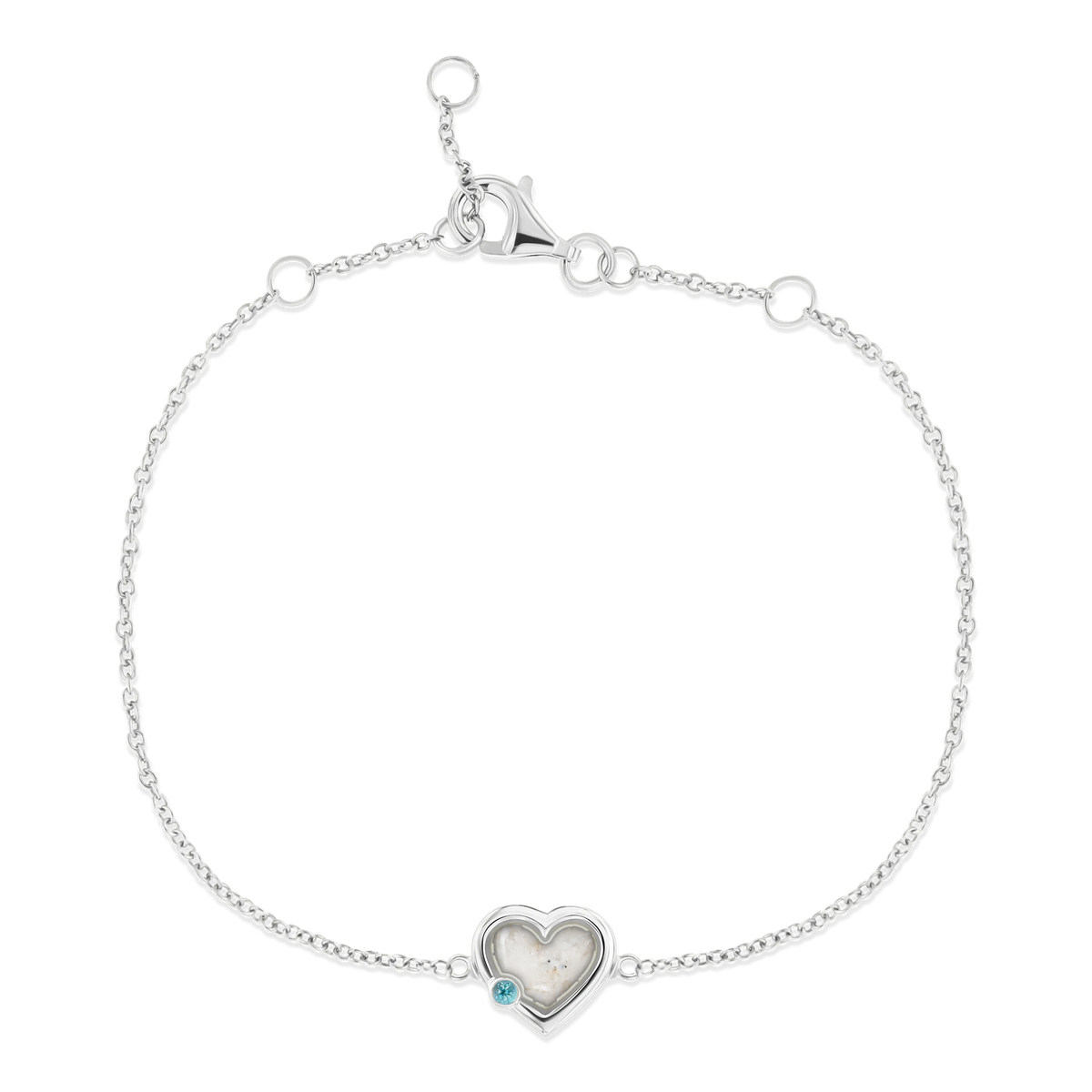 Esmée as-armband in 925 zilver met parelmoer askleur en blauwe topaas