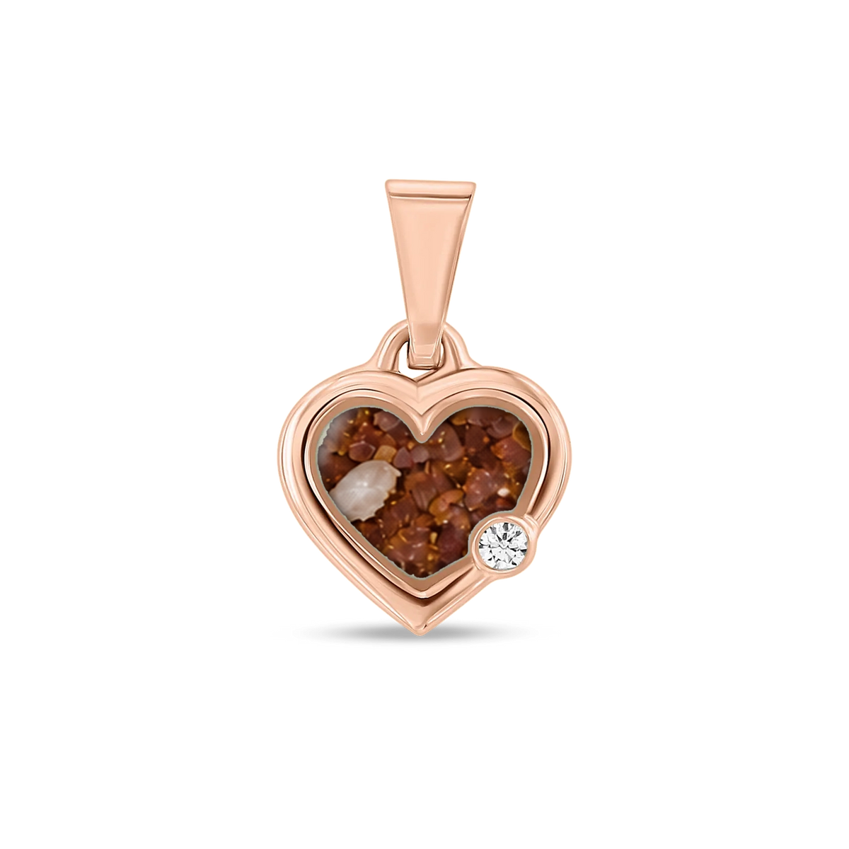 Esmée as-hanger in massief rosé goud met koperbruin askleur en zirkonia