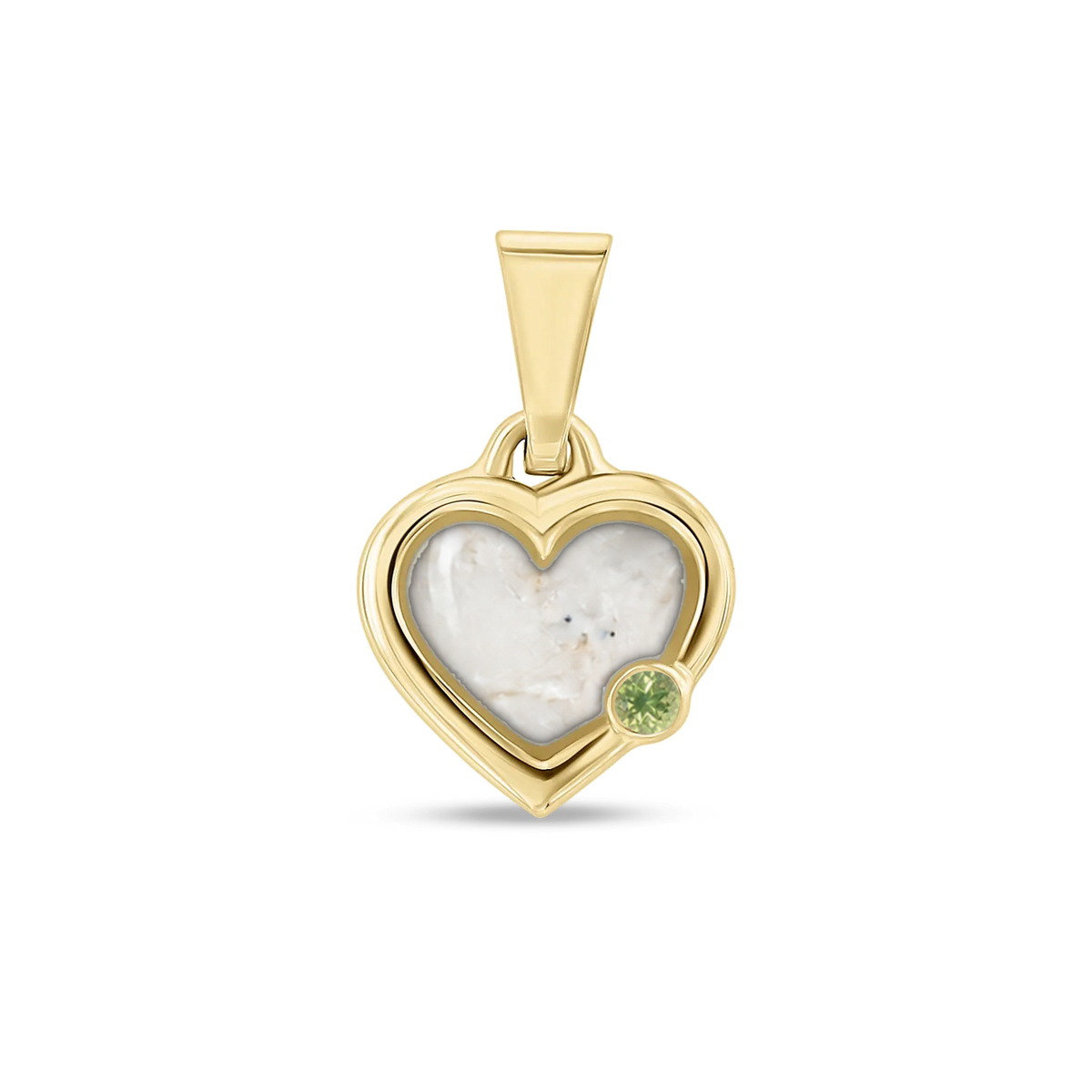 Esmée as-hanger in massief geel goud met parelmoer askleur en peridot