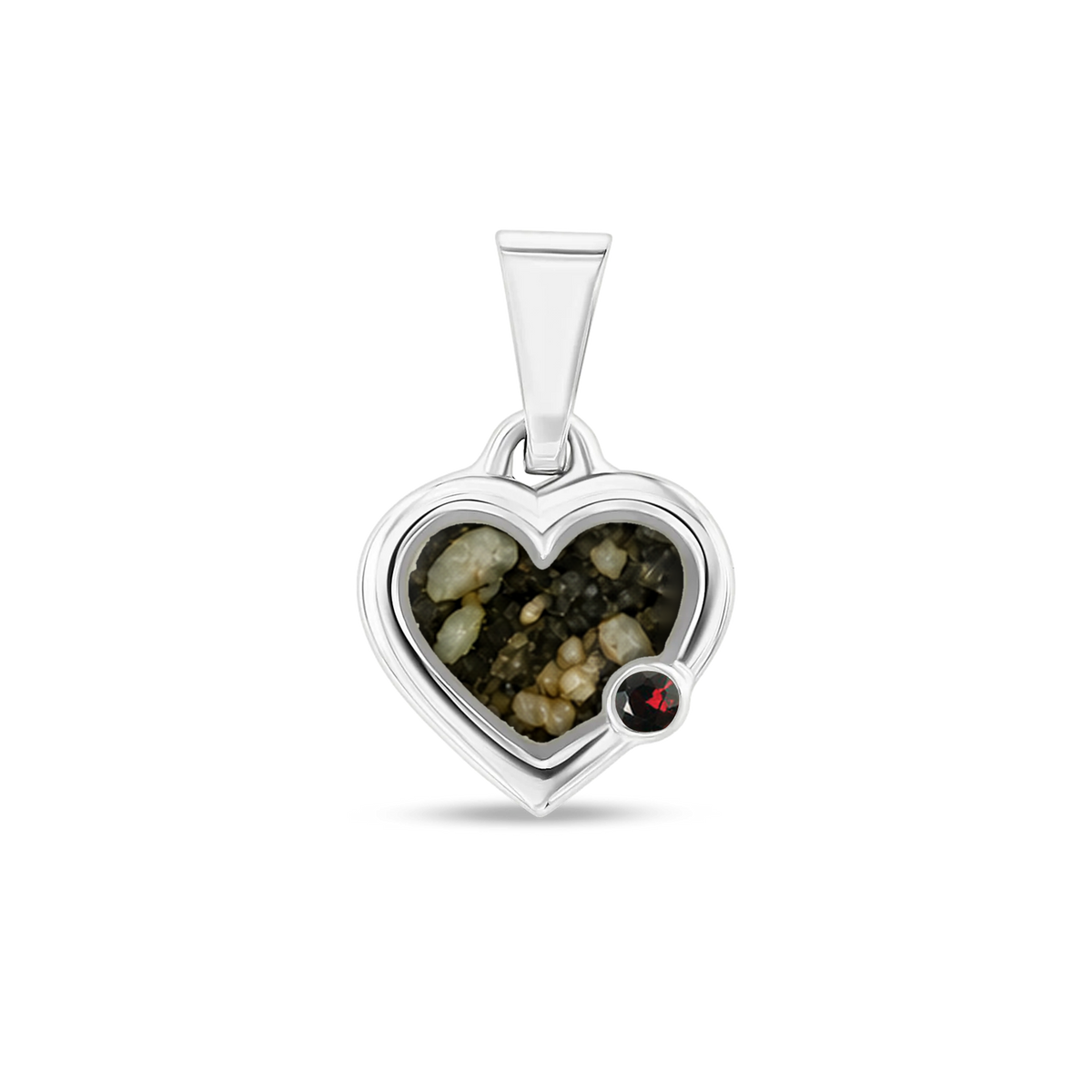 Esmée as-hanger in massief wit goud met antraciet askleur en granaat