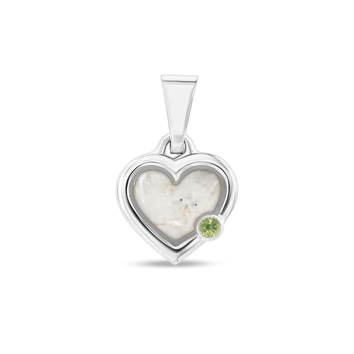 Esmée as-hanger in massief wit goud met parelmoer askleur en peridot