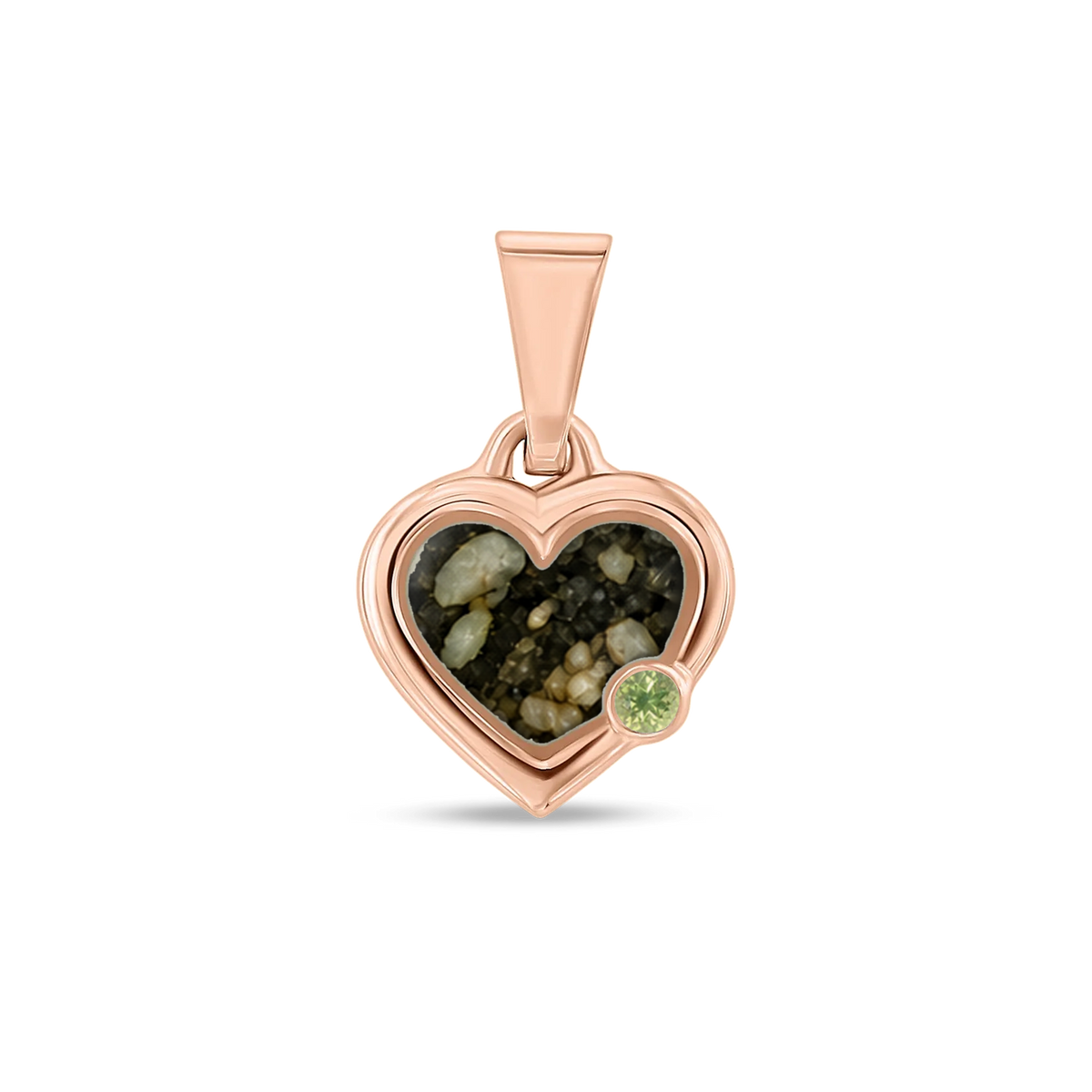 Esmée as-hanger in massief rosé goud met antraciet askleur en peridot