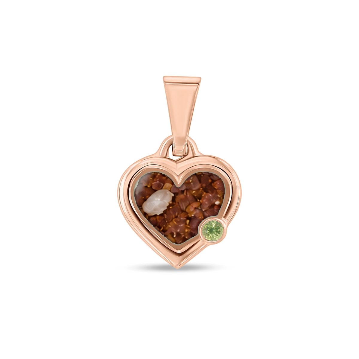 Esmée as-hanger in massief rosé goud met koperbruin askleur en peridot