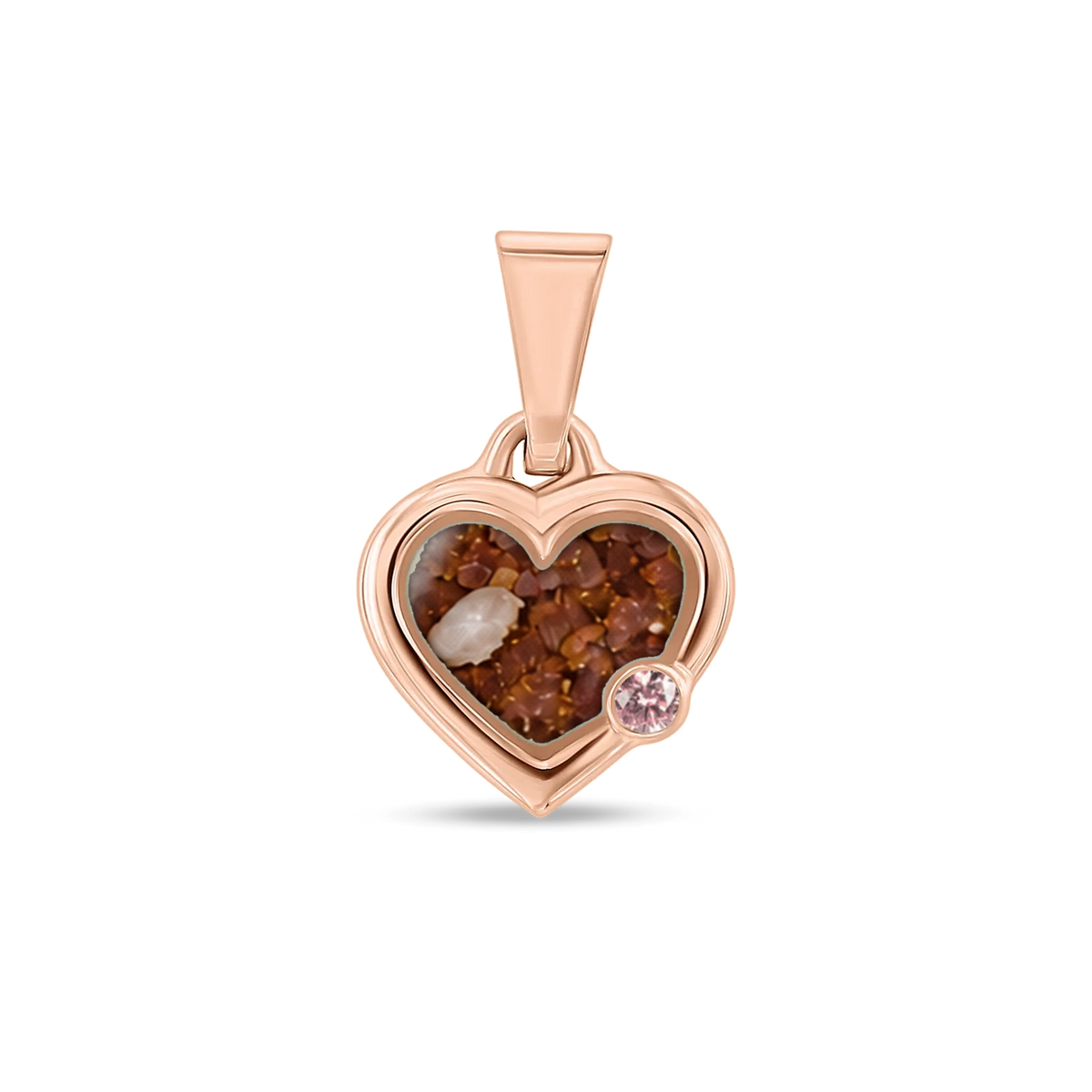 Esmée as-hanger in massief rosé goud met koperbruin askleur en morganiet