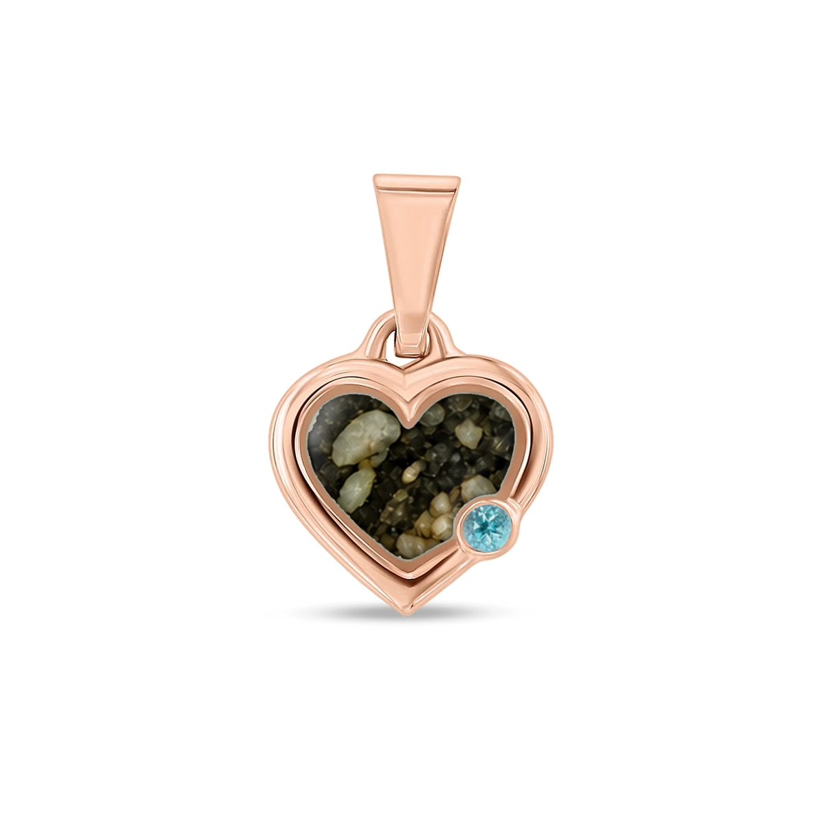 Esmée as-hanger in massief rosé goud met antraciet askleur en blauwe topaas
