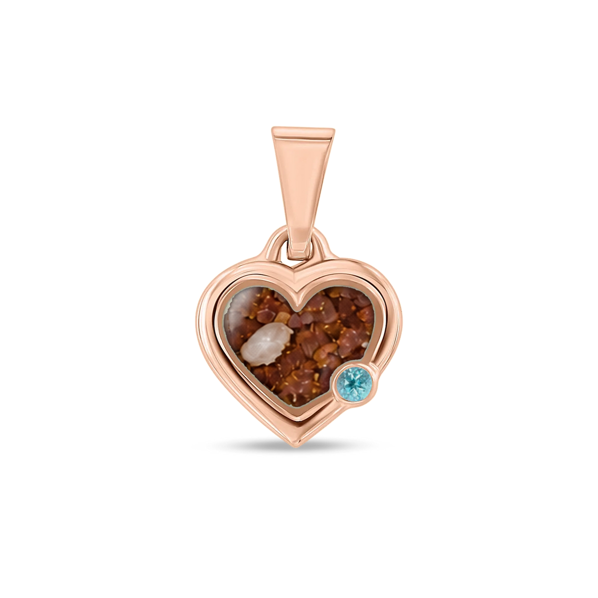 Esmée as-hanger in massief rosé goud met koperbruin askleur en blauwe topaas