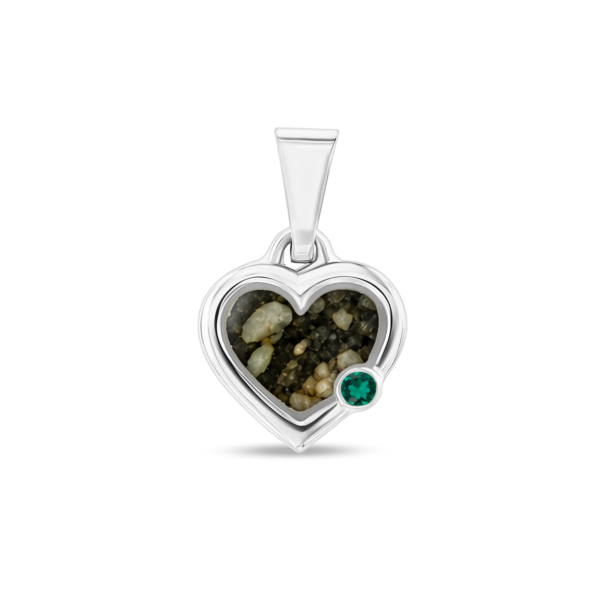 Esmée as-hanger in 925 zilver met antraciet askleur en smaragd