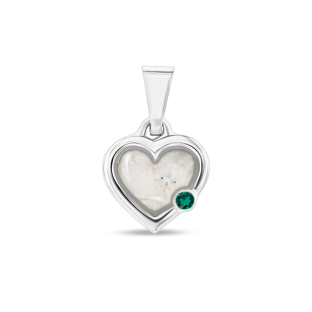 Esmée as-hanger in 925 zilver met parelmoer askleur en smaragd