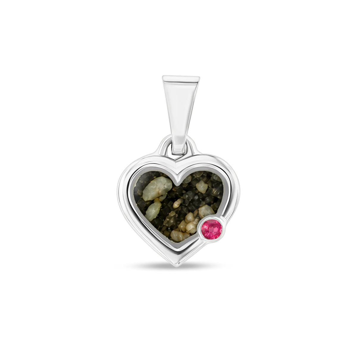Esmée as-hanger in 925 zilver met antraciet askleur en robijn