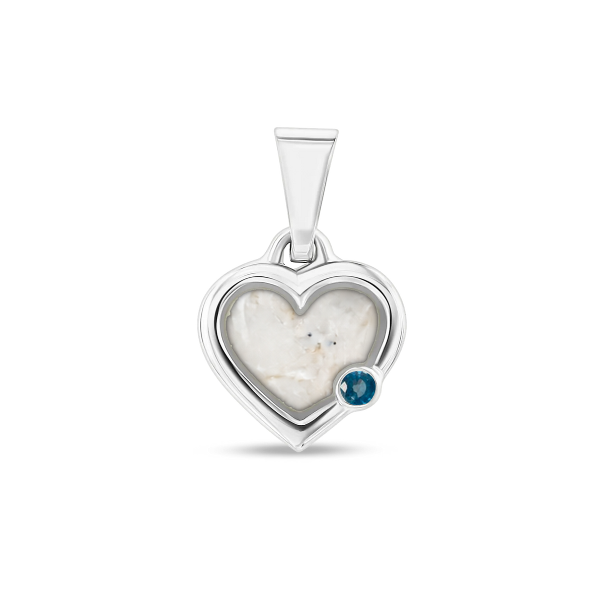 Esmée as-hanger in 925 zilver met parelmoer askleur en saffier