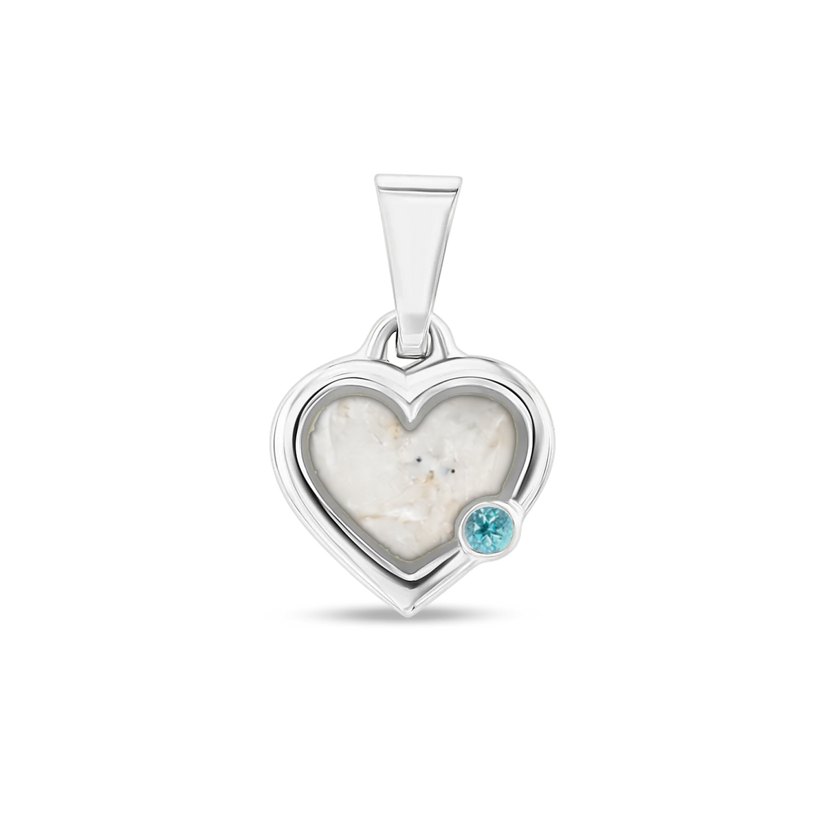 Esmée as-hanger in 925 zilver met parelmoer askleur en blauwe topaas