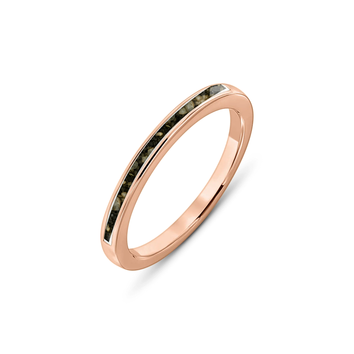 Eva as-ring in massief rosé goud met antraciet askleur