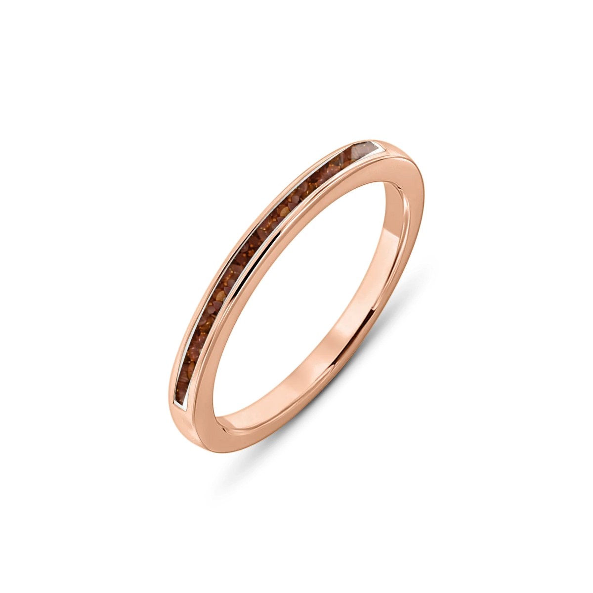 Eva as-ring in massief rosé goud met koperbruin askleur