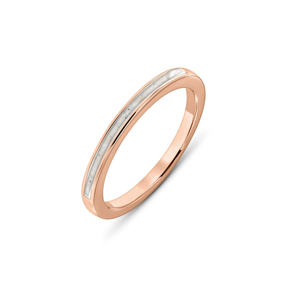 Eva as-ring in massief rosé goud met parelmoer askleur