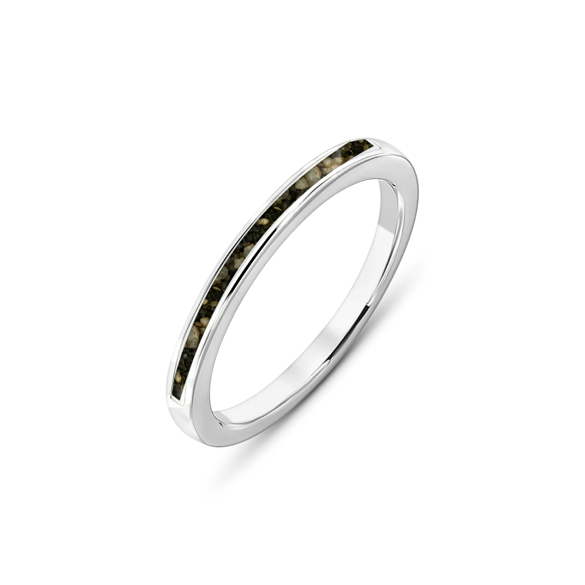 Eva as-ring in massief wit goud met antraciet askleur
