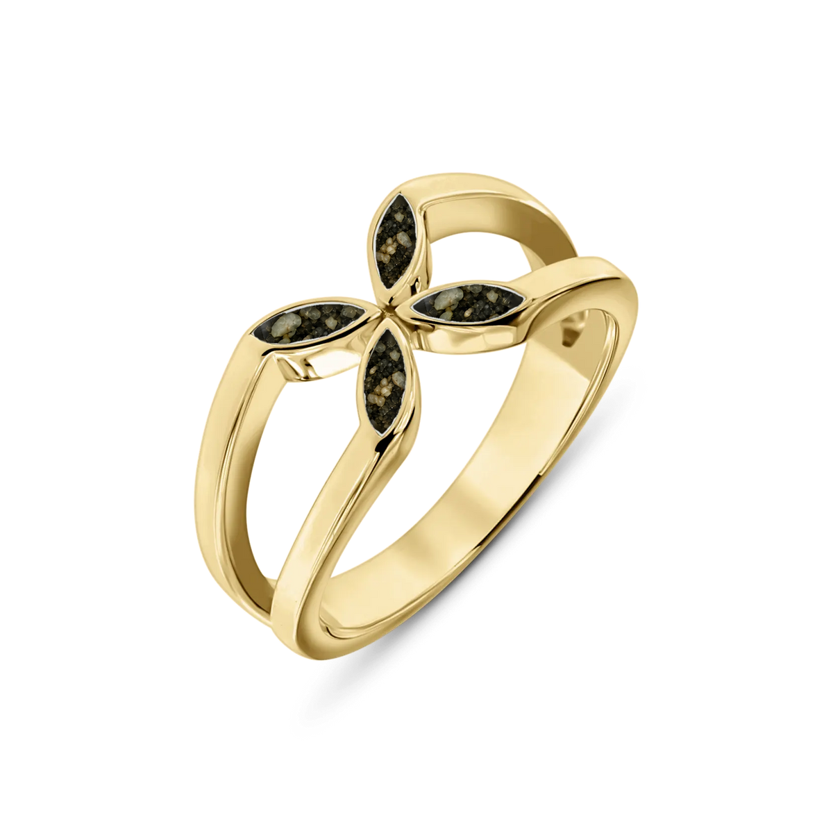 Fleur as-ring in massief geel goud met antraciet askleur