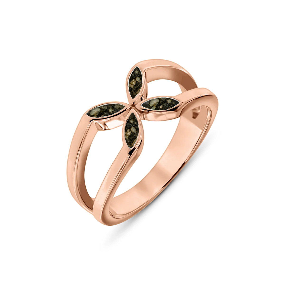 Fleur as-ring in massief rosé goud met antraciet askleur