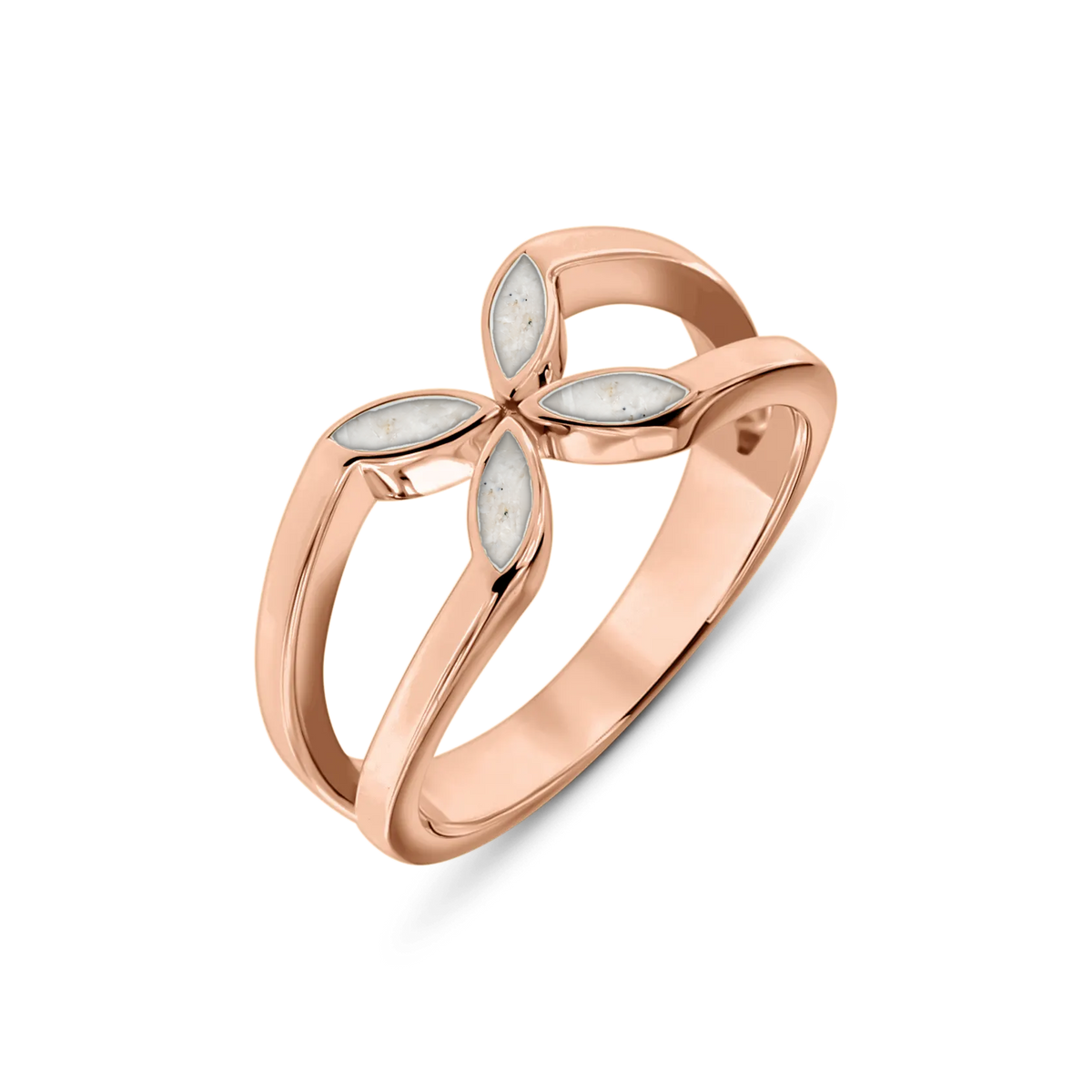 Fleur as-ring in massief rosé goud met parelmoer askleur