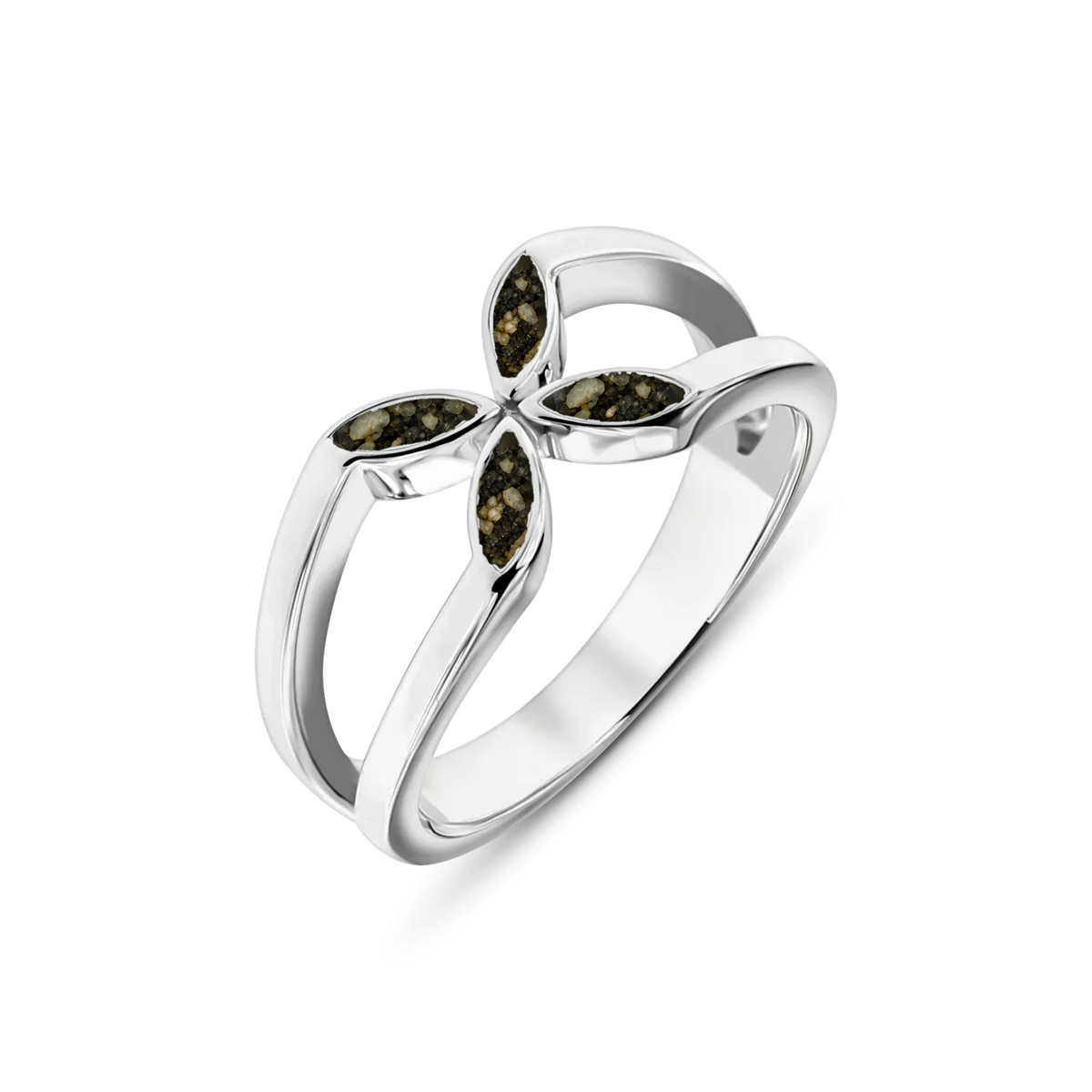 Fleur as-ring in massief wit goud met antraciet askleur