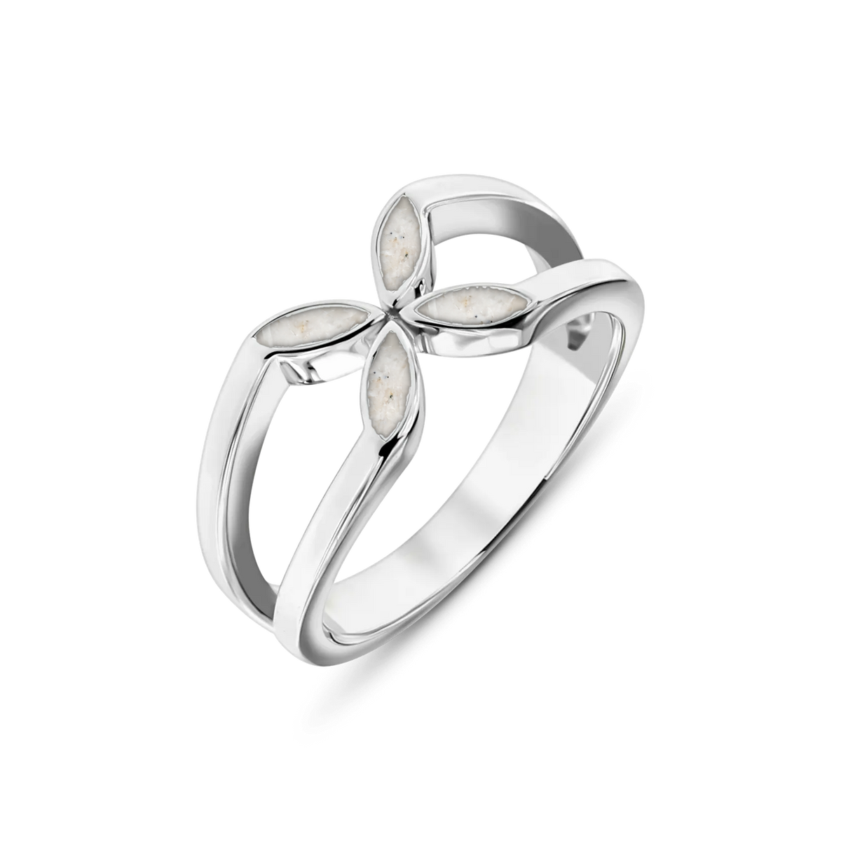 Fleur as-ring in massief wit goud met parelmoer askleur