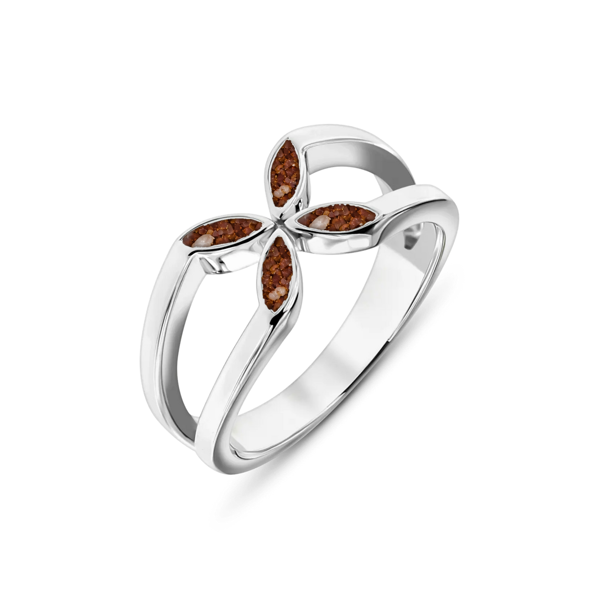 Fleur as-ring in 925 zilver met koperbruin askleur