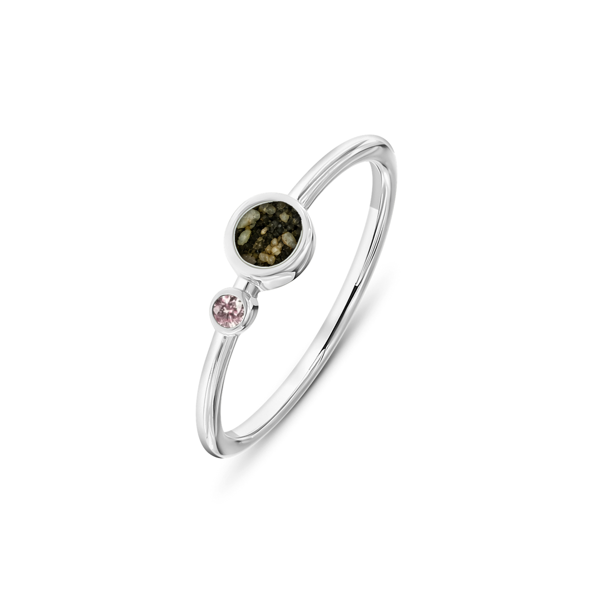 Giulia as-ring in massief wit goud met antraciet askleur en morganiet