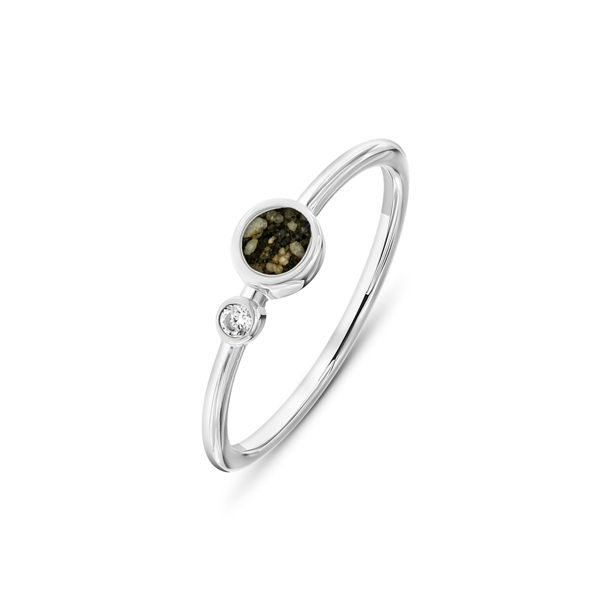 Giulia as-ring in 925 zilver met antraciet askleur en zirkonia