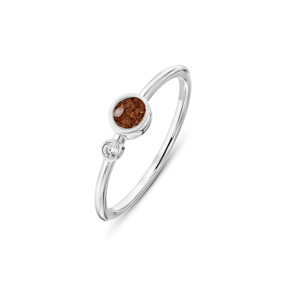 Giulia as-ring in 925 zilver met koperbruin askleur en zirkonia