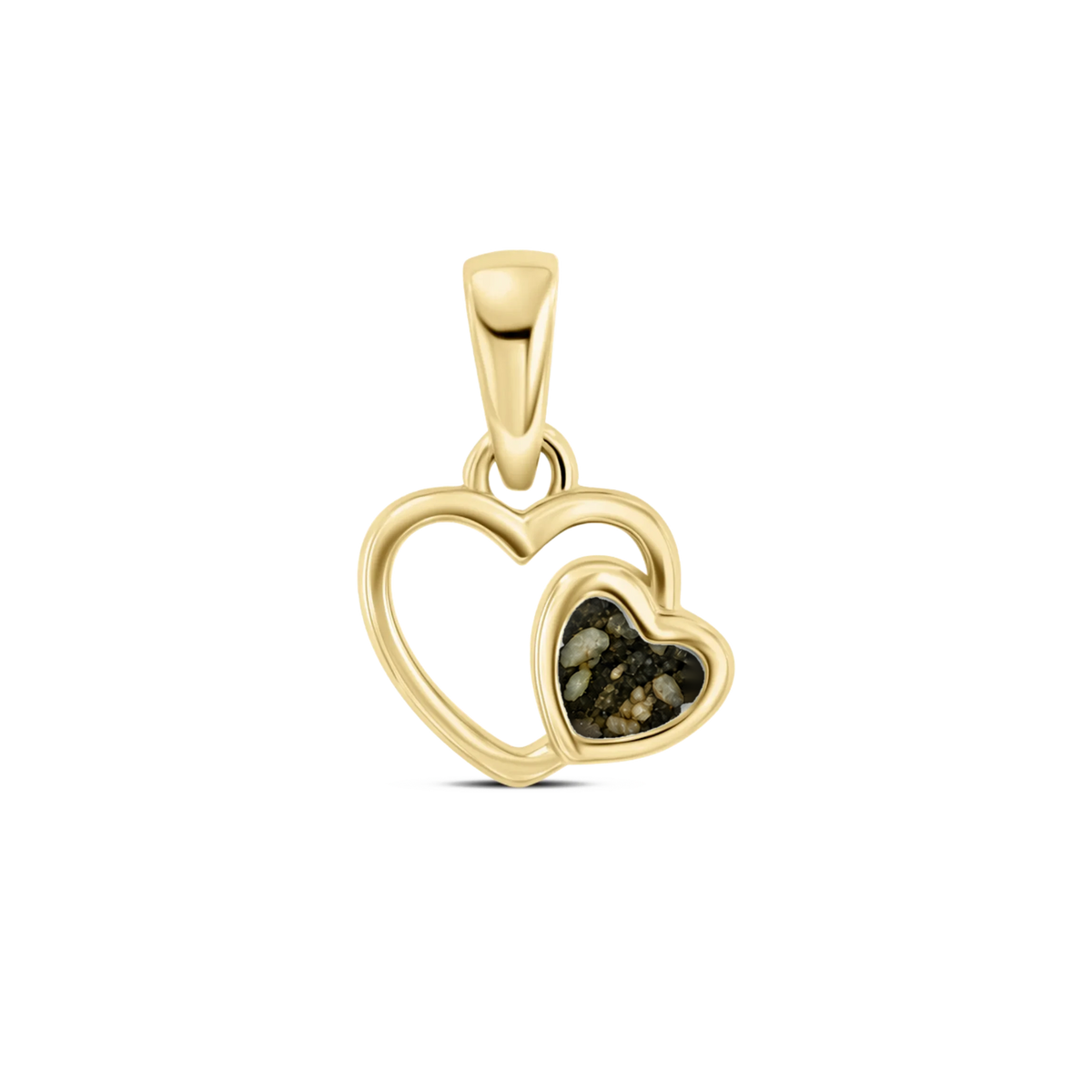 Heart to Heart as-hanger in massief geel goud met antraciet askleur