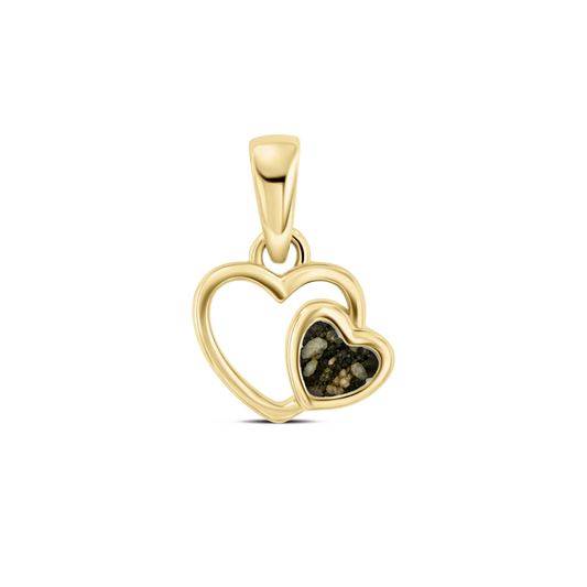 Heart to Heart as-hanger in massief geel goud met antraciet askleur