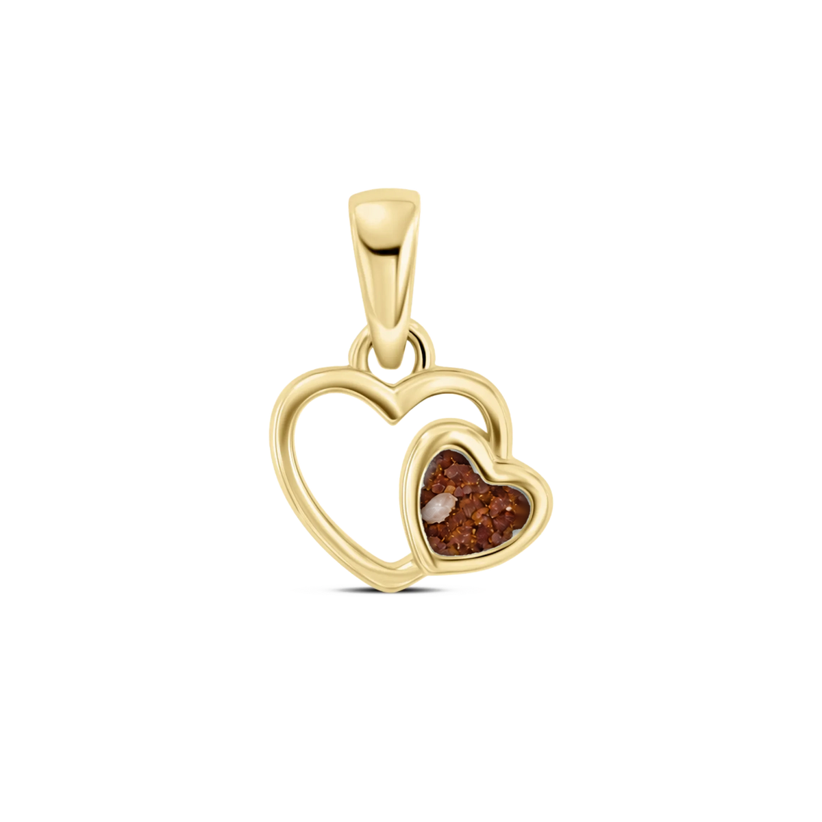 Heart to Heart as-hanger in massief geel goud met koperbruin askleur