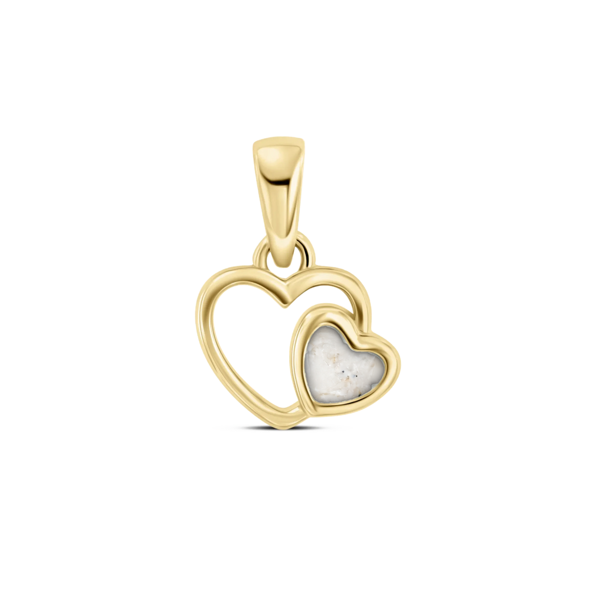 Heart to Heart as-hanger in massief geel goud met parelmoer askleur