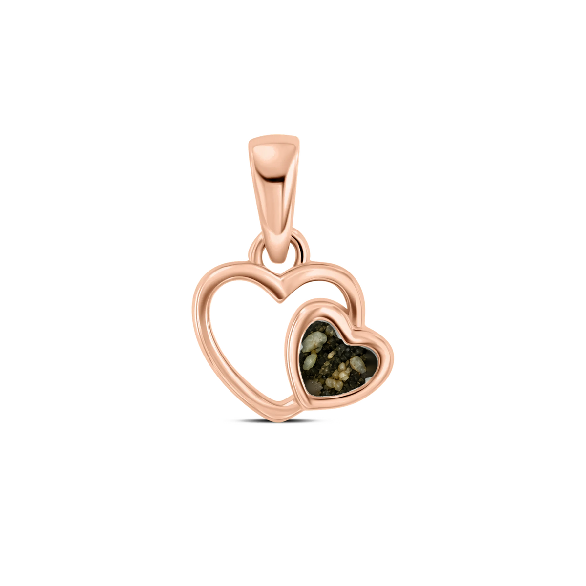 Heart to Heart as-hanger in massief rosé goud met antraciet askleur